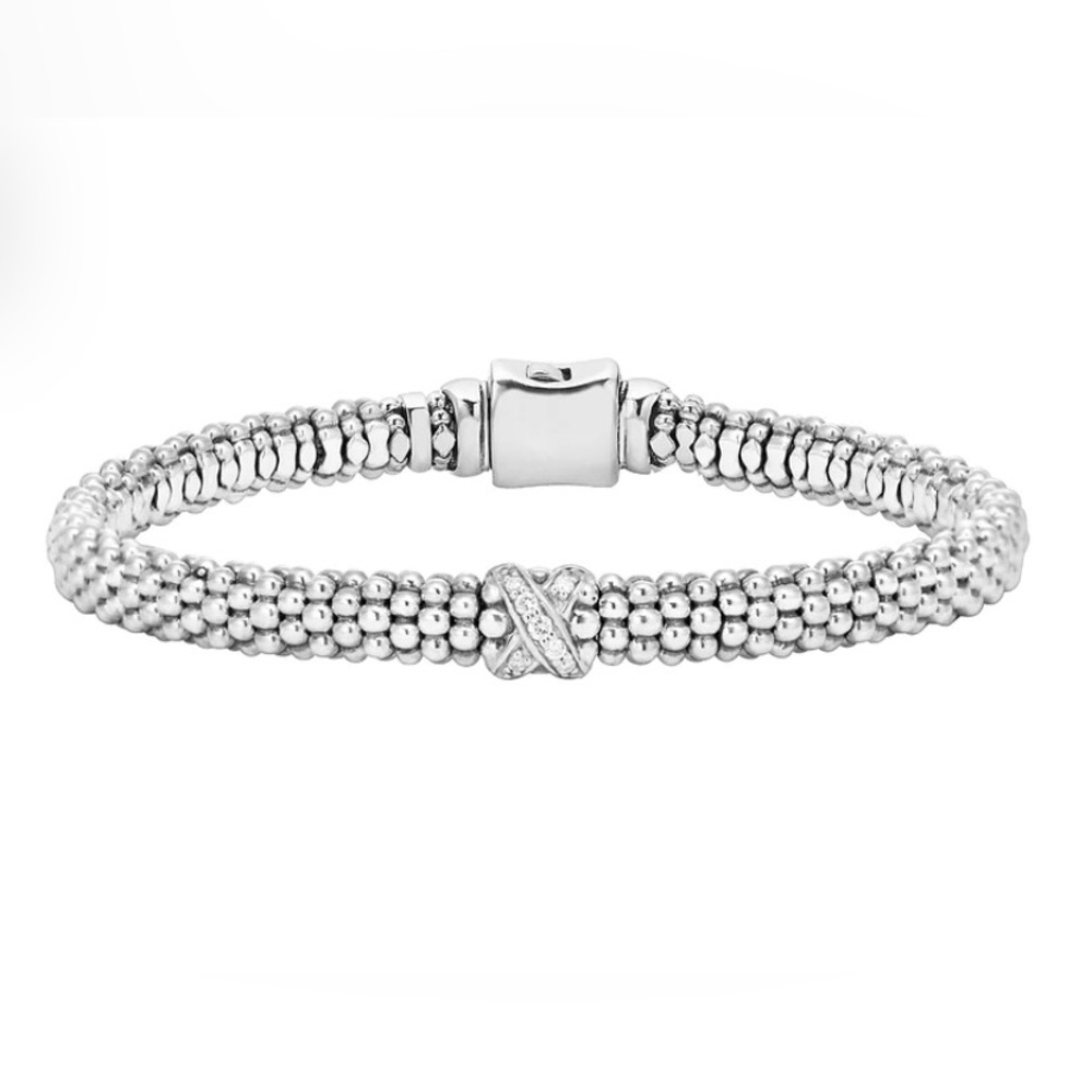 Lagos Single Station X Silver Diamond Bracelet 6mm